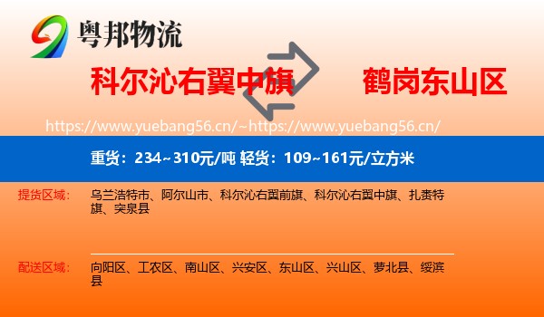 科尔沁右翼中旗到东山区物流专线