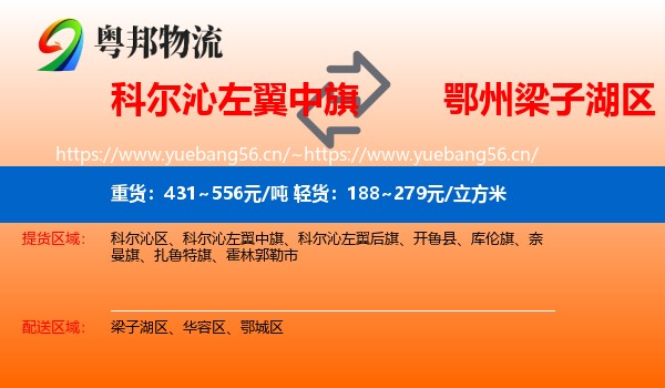 科尔沁左翼中旗到梁子湖区物流