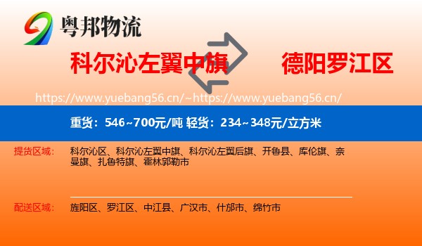 科尔沁左翼中旗到罗江区物流