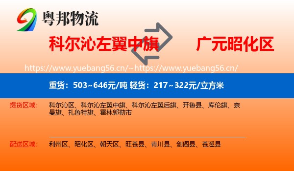 科尔沁左翼中旗到昭化区物流