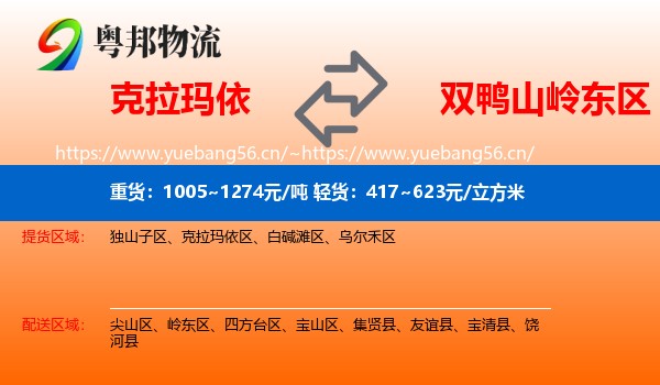 克拉玛依到岭东区物流专线
