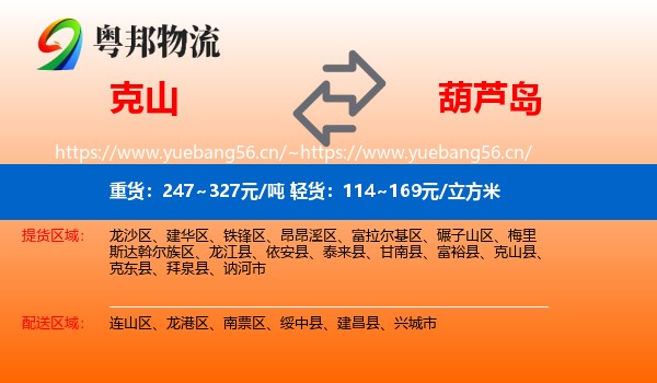 克山县到葫芦岛物流专线