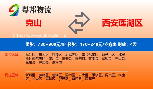 克山到莲湖区物流专线名片