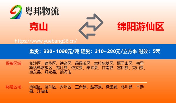 克山到游仙区物流专线名片