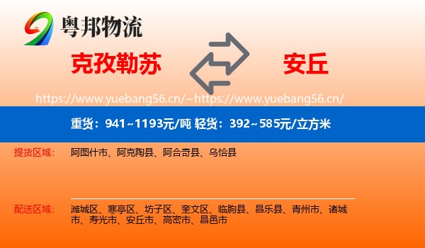 克孜勒苏到安丘市物流