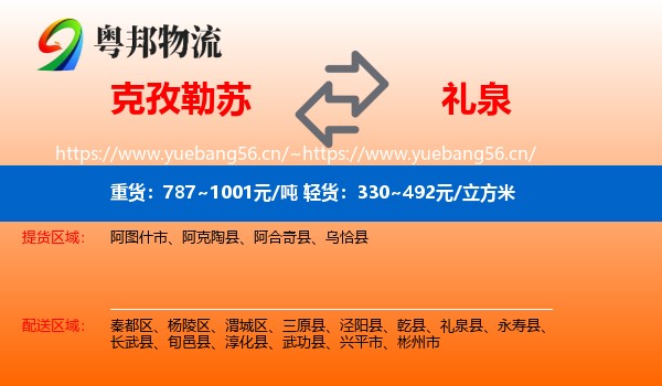 克孜勒苏到礼泉县物流