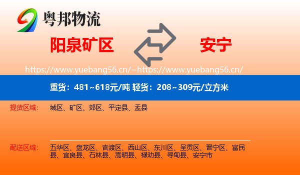阳泉矿区到安宁市物流