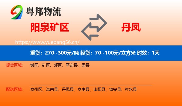 阳泉矿区到丹凤县物流专线名片