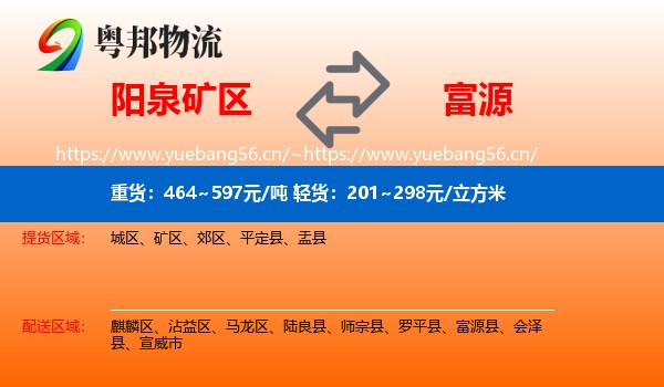 阳泉矿区到富源县物流