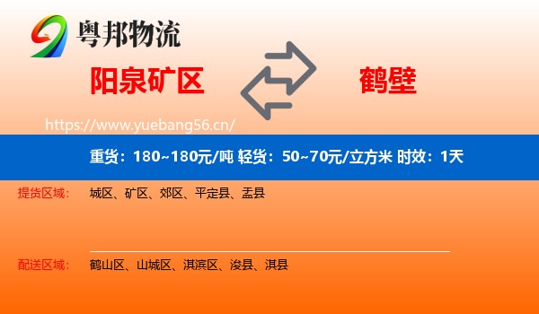 阳泉矿区到鹤壁物流专线名片