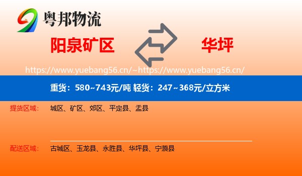 阳泉矿区到华坪县物流
