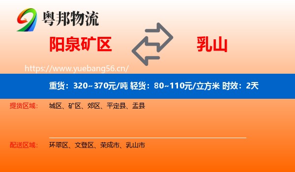 阳泉矿区到乳山市物流专线名片