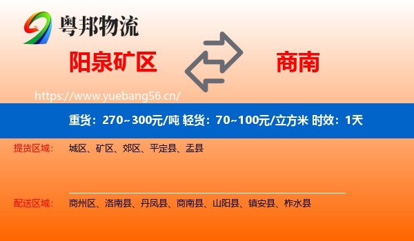 阳泉矿区到商南县物流专线名片