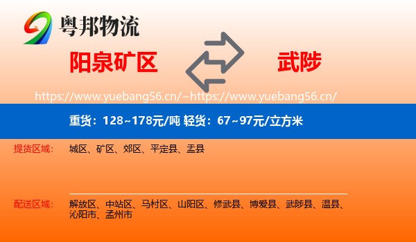 阳泉矿区到武陟县物流