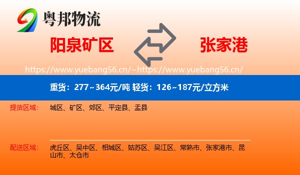阳泉矿区到张家港市物流