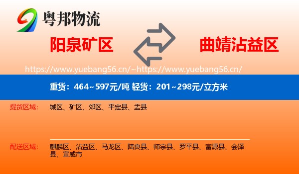 阳泉矿区到沾益区物流