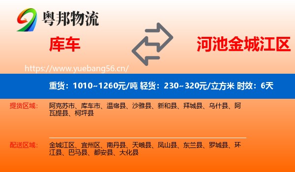 库车到金城江区物流 库车到金城江区物流专线名片