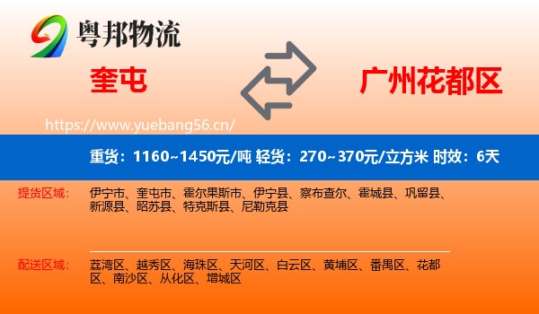 奎屯到花都区物流专线名片