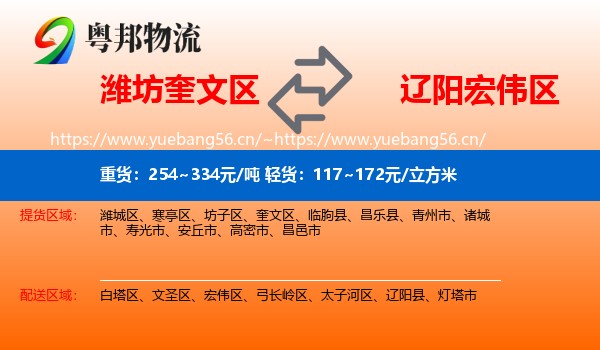 潍坊奎文区到宏伟区物流