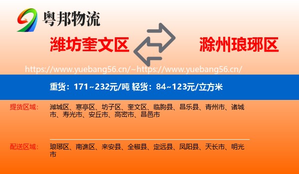 潍坊奎文区到琅琊区物流