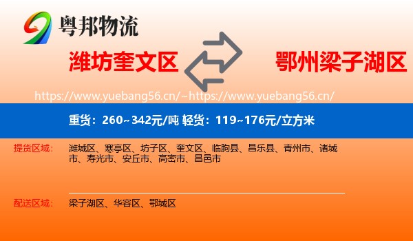 潍坊奎文区到梁子湖区物流