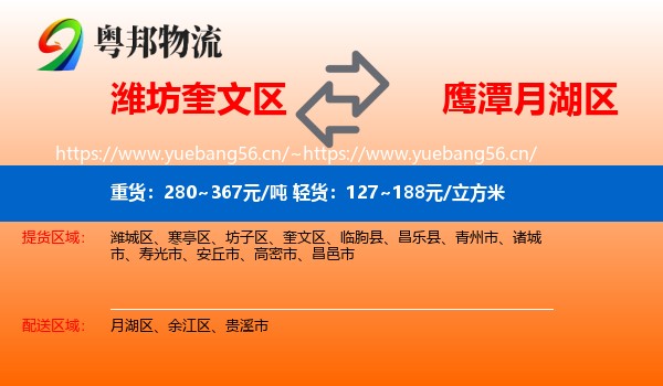 潍坊奎文区到月湖区物流