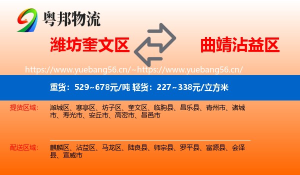 潍坊奎文区到沾益区物流