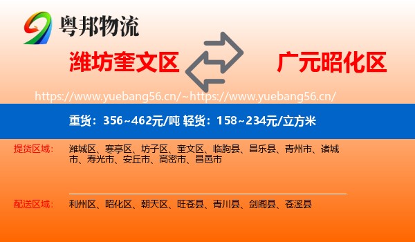 潍坊奎文区到昭化区物流
