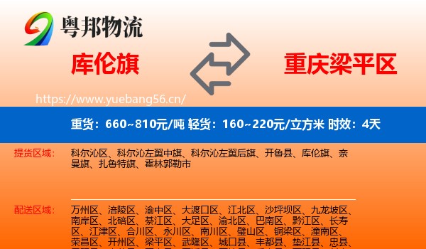 库伦旗到梁平区物流 库伦旗到梁平区物流专线名片