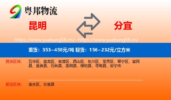 昆明到分宜县物流