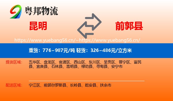 昆明到前郭尔罗斯县物流专线