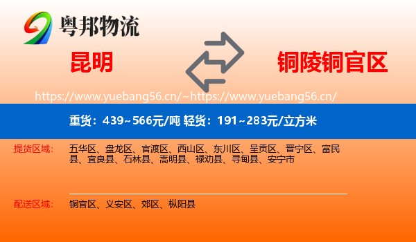 昆明到铜官区物流