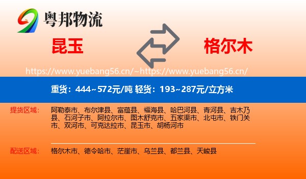 昆玉到格尔木市物流