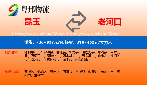昆玉到老河口市物流