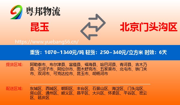 昆玉到门头沟区物流专线名片