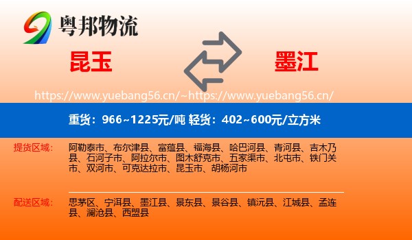 昆玉到墨江县物流