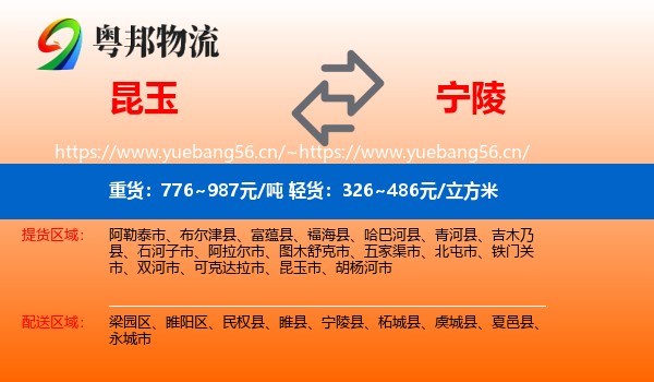 昆玉到宁陵县物流