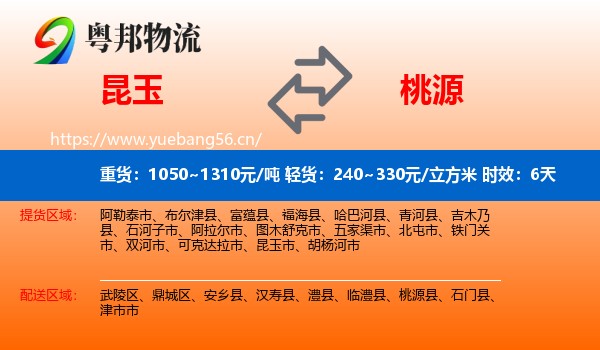昆玉到桃源县物流专线名片