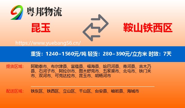 昆玉到铁西区物流专线名片