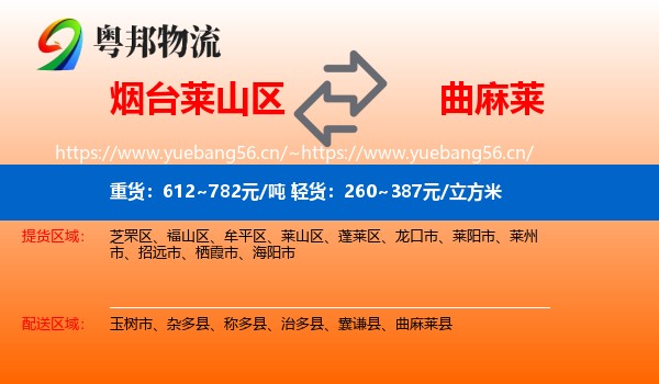 烟台莱山区到曲麻莱县物流