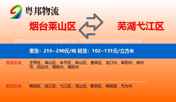 烟台莱山区到弋江区物流