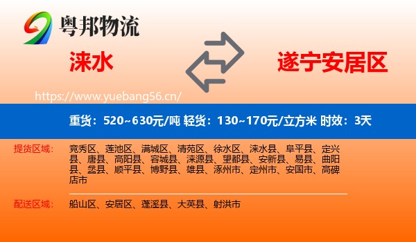 涞水到安居区物流专线名片