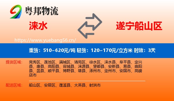涞水到船山区物流专线名片