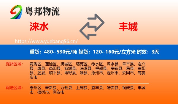 涞水到丰城市物流 涞水到丰城市物流专线名片