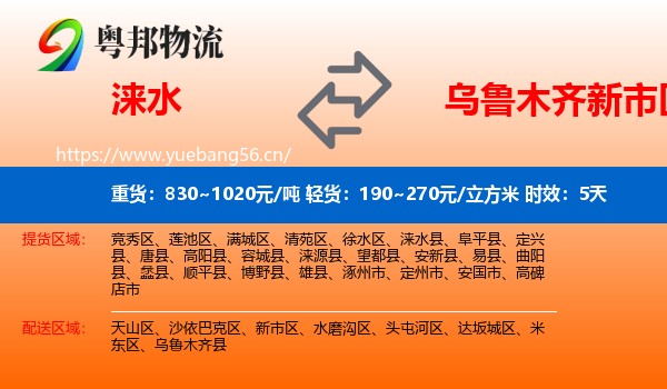 涞水到新市区物流专线名片