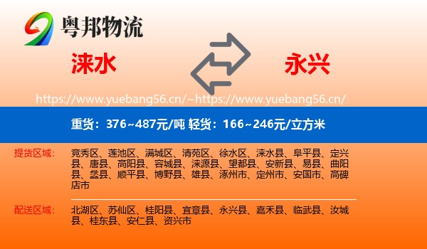 涞水到永兴县物流