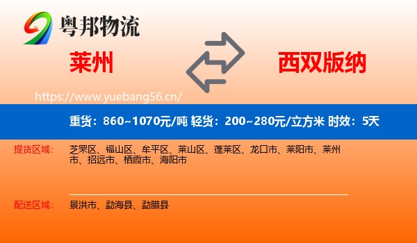 莱州到西双版纳物流专线名片