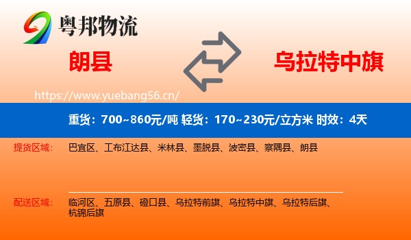 朗县到乌拉特中旗物流专线名片