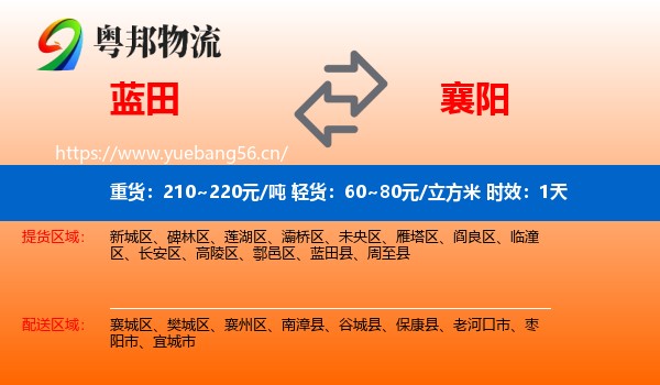 蓝田到襄阳物流专线名片