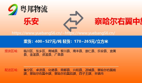 乐安到察哈尔右翼中旗物流